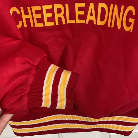 Vintage 80’s Butwin Nylon Cheerleading Jacket - Red Yellow Bomber Retro - Picture 9 of 11
